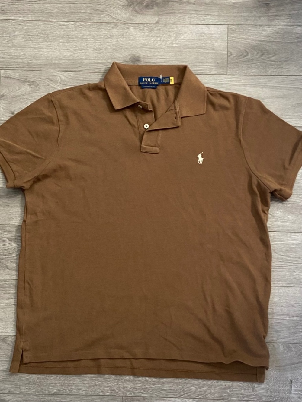 Polo Ralph Lauren Men’s Custom Slim Fit Polo Shirt Size L Brown Short Sleeve
